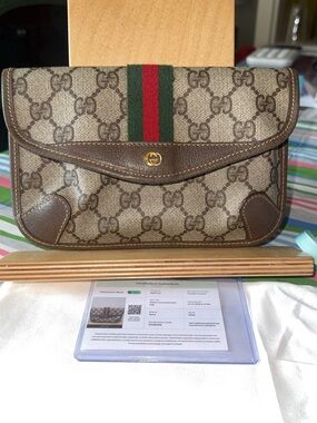 Vintage Gucci Sherry Line GG Monogram Supreme Canvas Small Clutch Bag